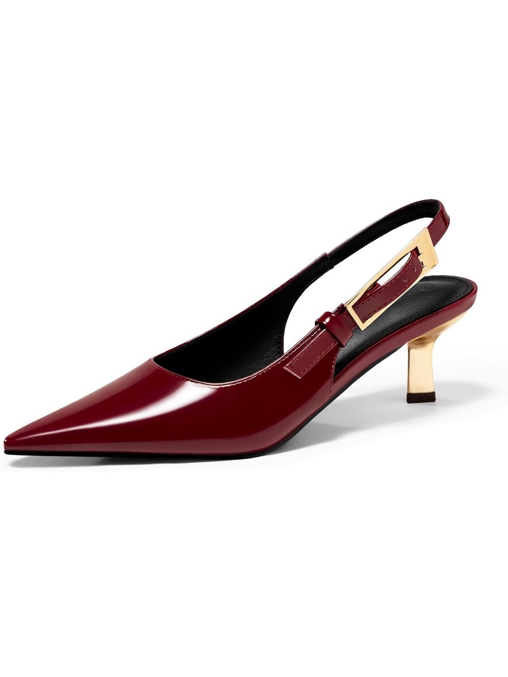 IIIMMU Burgundy Patent Slingback Kitten Heel Pumps size 7